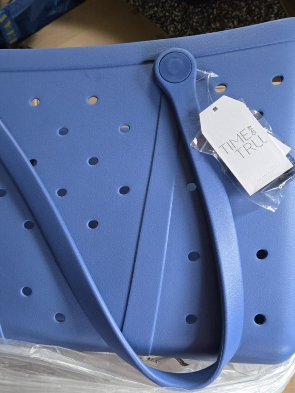Time and Tru Blue EVA Tote Bag